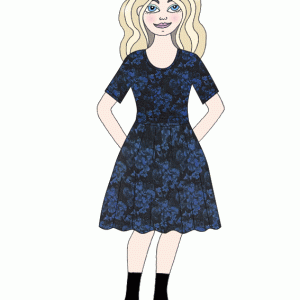 Förhandsbokning Vildaklänning Saga, blå vinterros