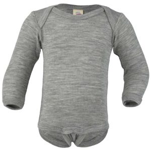 Engel Natur Body med långa ärmar - Ull/Siden - Grå